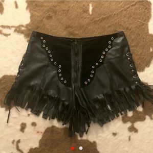 Biker bitch high waisted suede/leather shorts